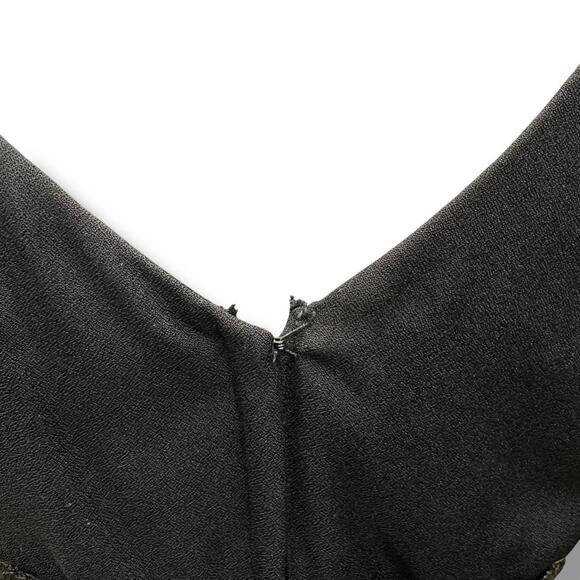 Vintage Sears Maxi Dress Black Floral Lace Waistband Naked Prom 60s Whimsygoth S - Picture 7 of 16